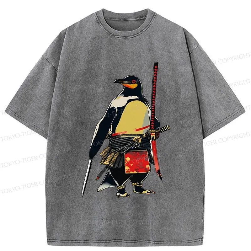 Kyoto-Lion Samurai Penguin Washed T-Shirt