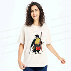 Japanese samurai penguin washed t-shirt
