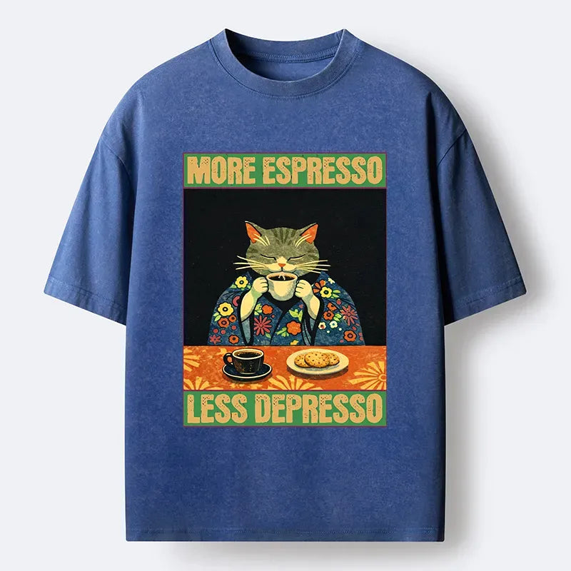 Washed Japanese Cat Coffee T-Shirt