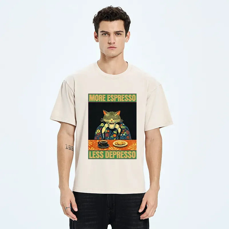 Washed Japanese Cat Coffee T-Shirt