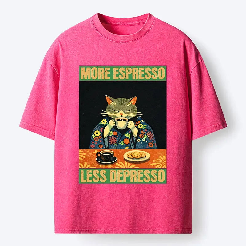 Kyoto-Lion Cat Tasting Coffee Japan Washed T-Shirt