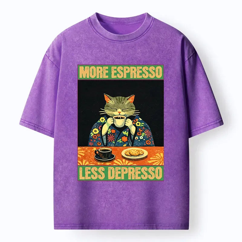 Kyoto-Lion Cat Tasting Coffee Japan Washed T-Shirt