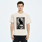 Vintage Japanese Black Cat Skull T-Shirt