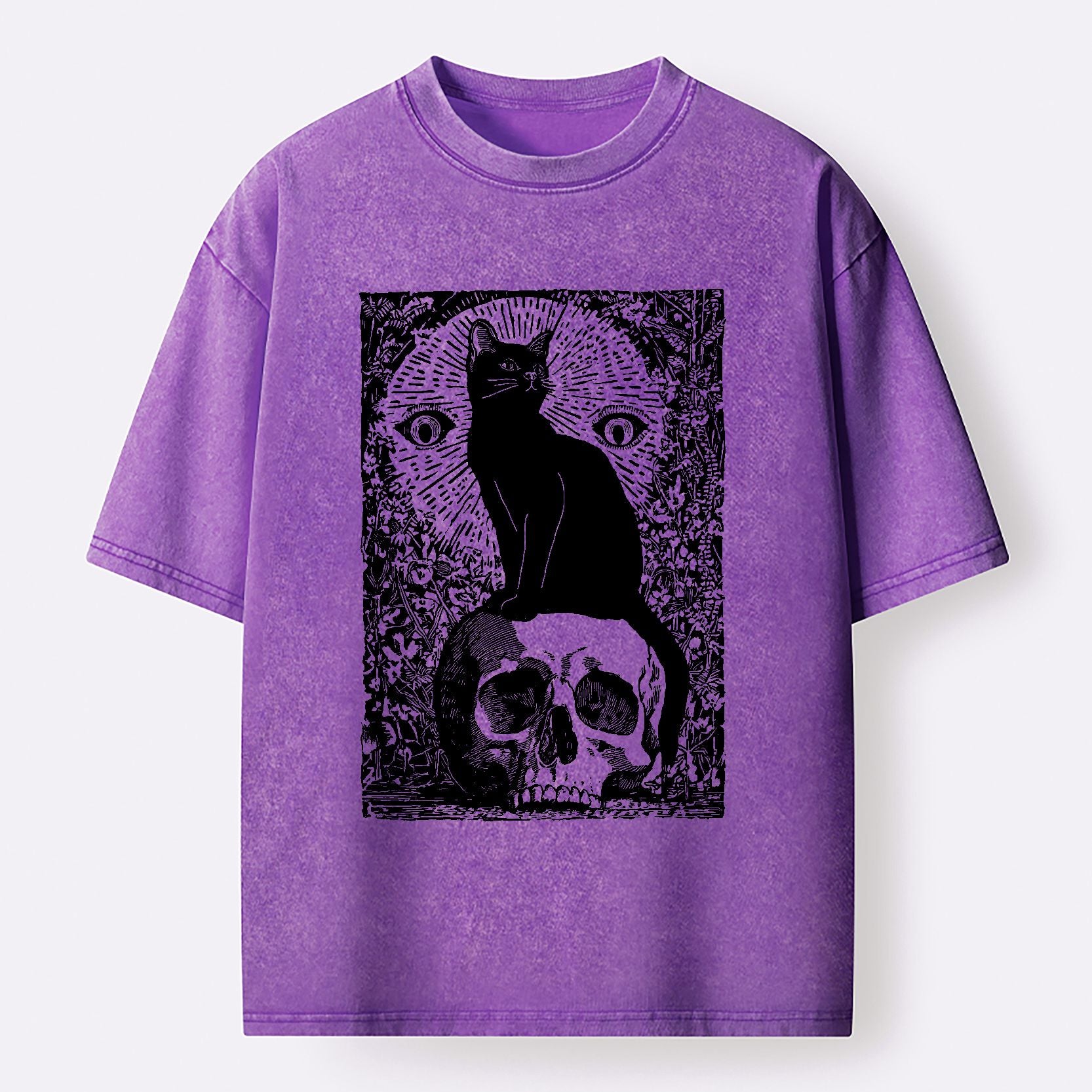 Comfortable Cotton Cat Skull T-Shirt