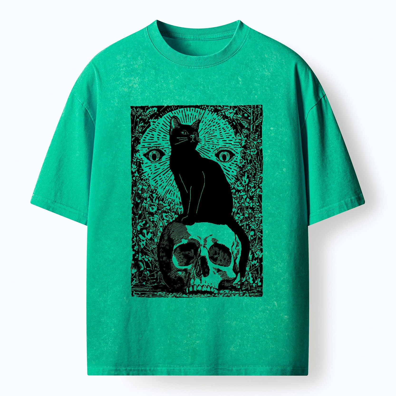 Comfortable Cotton Cat Skull T-Shirt