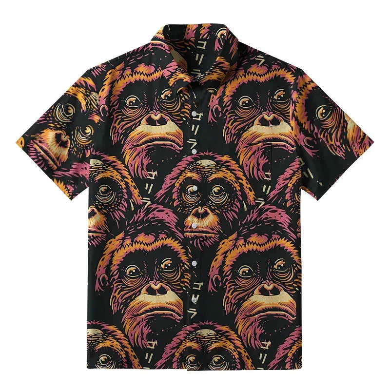 Ukiyo-e Print Button-up Shirt for Vacation