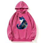 Kyoto-Lion Retro Zen Cat: Living the Present Washed Hoodie