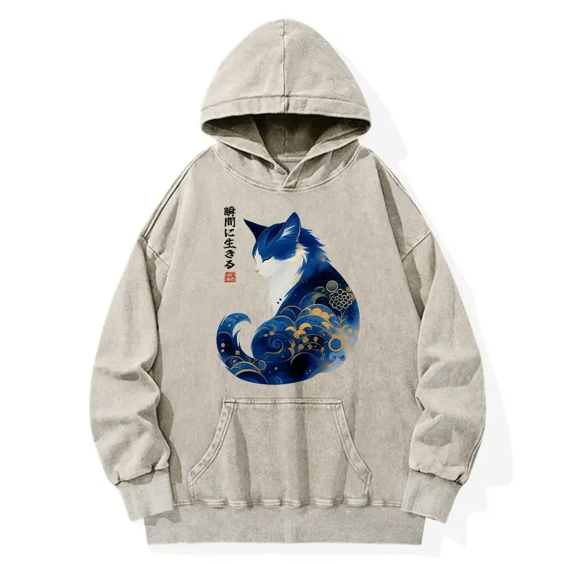 Retro Zen Cat Hoodie for Daily Wear