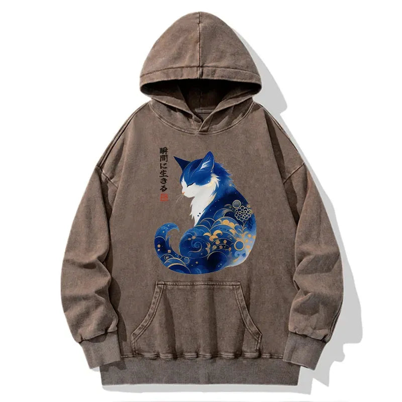 Retro Zen Cat Hoodie for Daily Wear