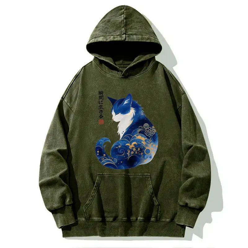 Retro Zen Cat Hoodie for Daily Wear