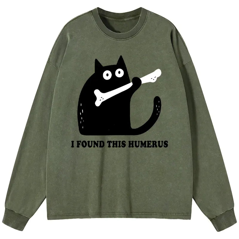 Kyoto-Lion Cat Found This Humerus Washed Long Sleeve T-Shirt