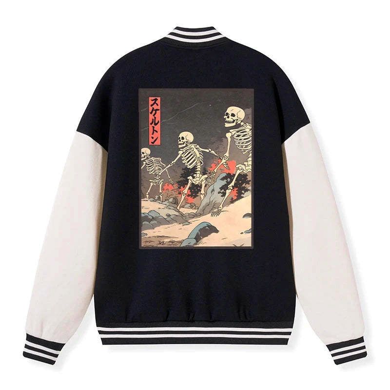 vintage japanese skeleton varsity jacket