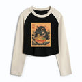 Kyoto-Lion Moo Deng Eat Ramen Women's Crop Raglan T-Shirt