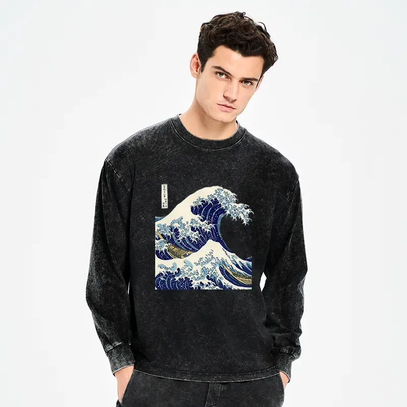Japanese Woodblock Print Long Sleeve T-Shirt