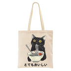 Kyoto-Lion Cats Eat Ramen Noodles Tote Bag