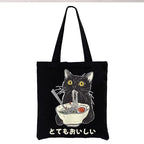 Kyoto-Lion Cats Eat Ramen Noodles Tote Bag