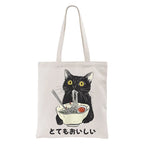 Kyoto-Lion Cats Eat Ramen Noodles Tote Bag