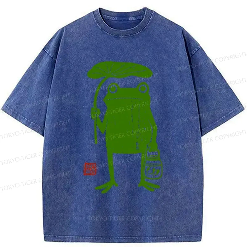 Comfortable Japanese Frog T-Shirt for Rainy Days