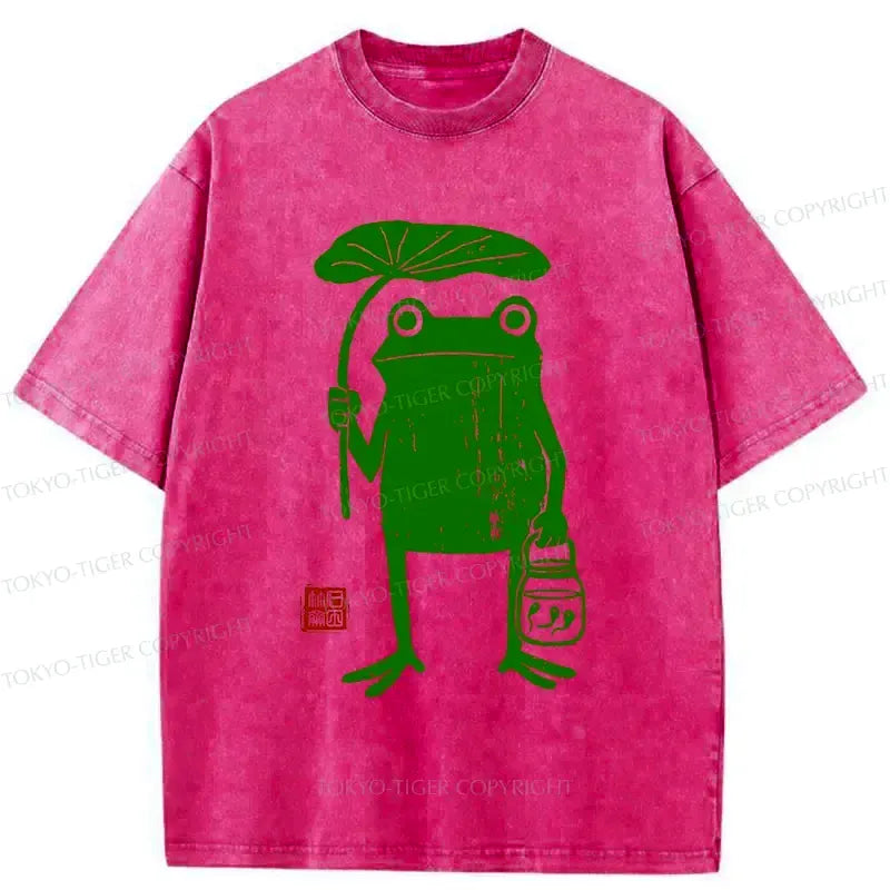 Comfortable Japanese Frog T-Shirt for Rainy Days