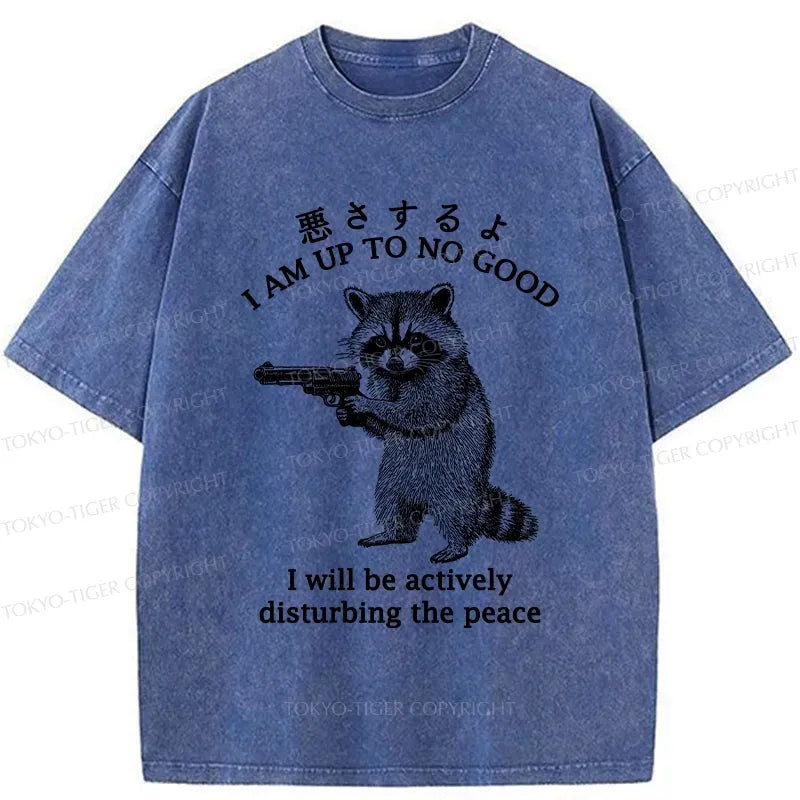 Kyoto-Lion Raccoon Disturbing The Peace Washed T-Shirt