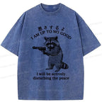 Kyoto-Lion Raccoon Disturbing The Peace Washed T-Shirt