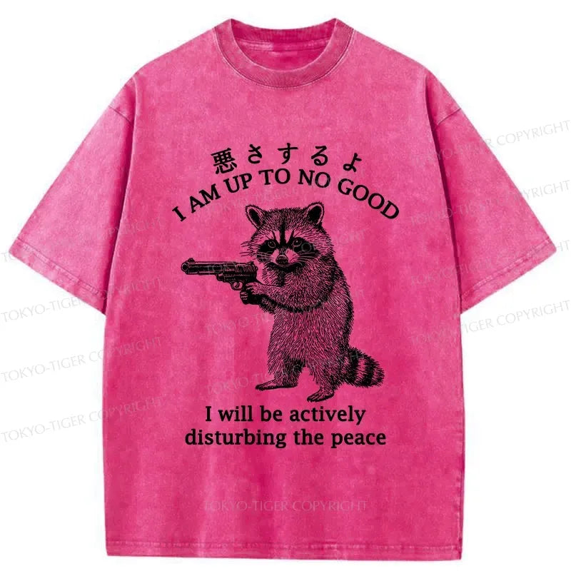 Kyoto-Lion Raccoon Disturbing The Peace Washed T-Shirt