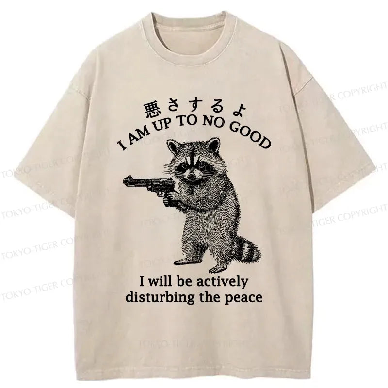 Kyoto-Lion Raccoon Disturbing The Peace Washed T-Shirt