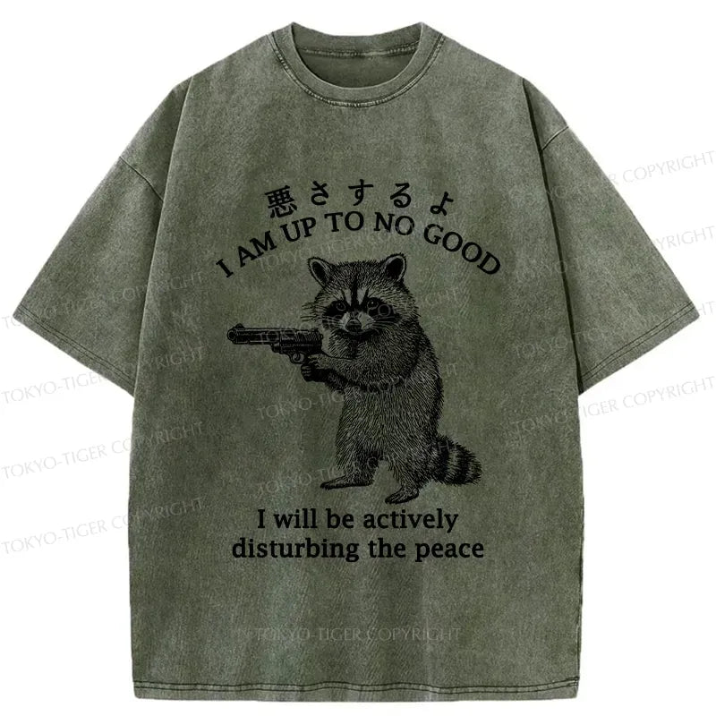 Kyoto-Lion Raccoon Disturbing The Peace Washed T-Shirt
