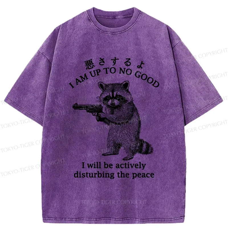 Kyoto-Lion Raccoon Disturbing The Peace Washed T-Shirt