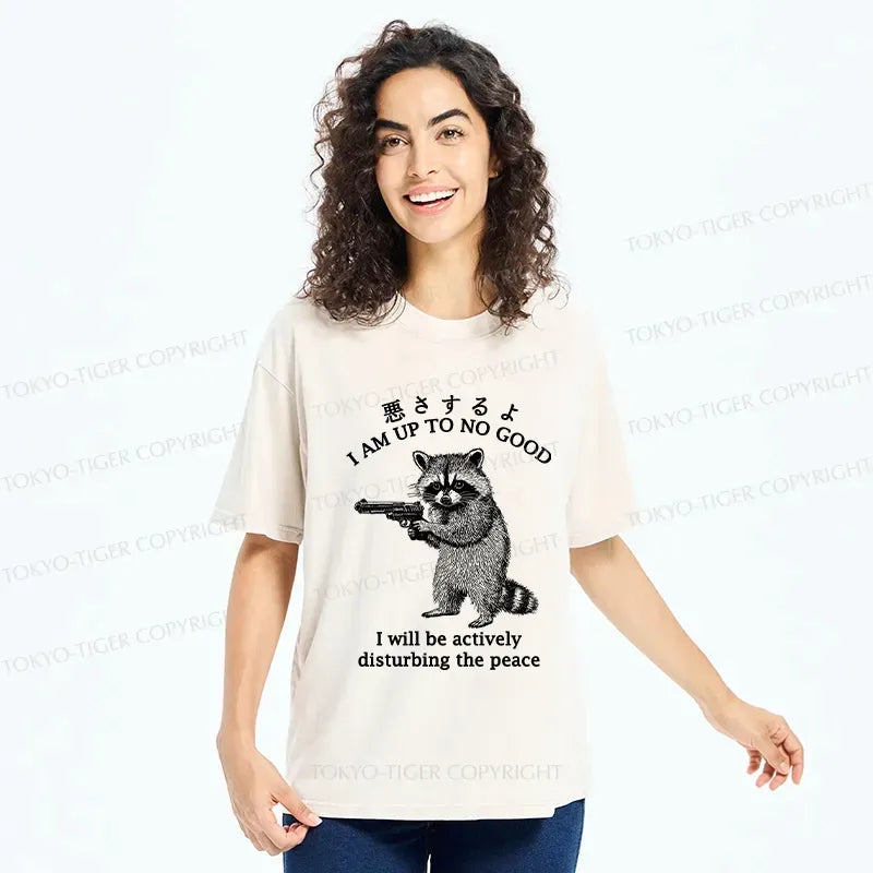 Kyoto-Lion Raccoon Disturbing The Peace Washed T-Shirt