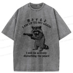 Japanese Raccoon Washed T-Shirt for Men