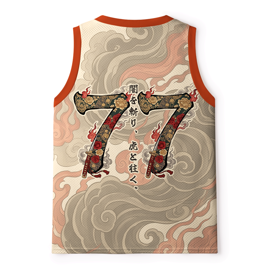 Kyoto-Lion Oni Samurai Tiger Warrior Jersey Japanese Ukiyo-e Art Mesh Tank Top
