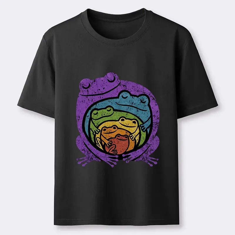 Kyoto-Lion Rainbow Frogs Hugging Classic T-Shirt