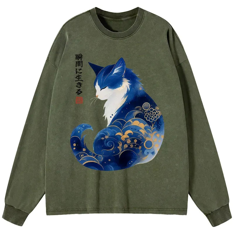 Retro Cat Long Sleeve Tee on Sale