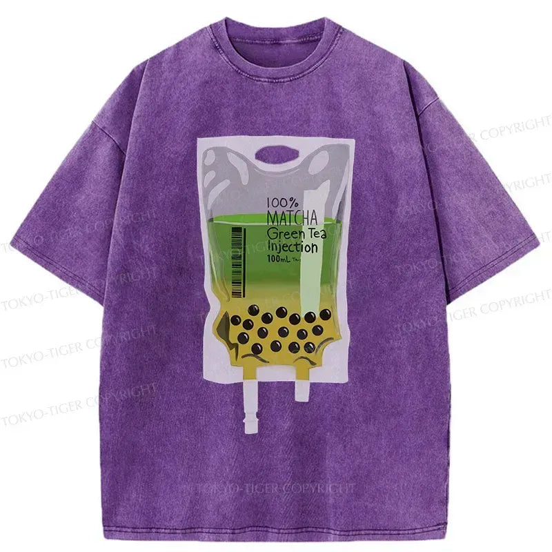 Japanese matcha milk tea washed t-shirt