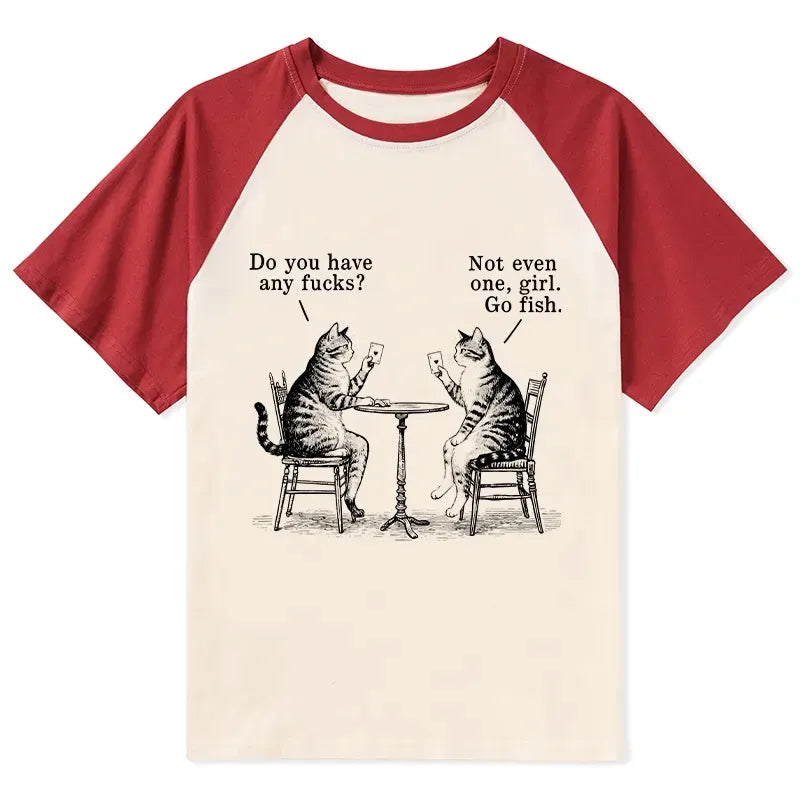 Kyoto-Lion Cat Poker Night Raglan T-shirt