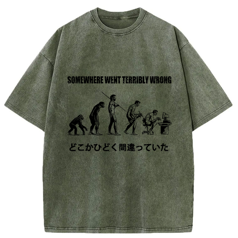 Kyoto-Lion Evolve Into An Office Worker Washed T-Shirt