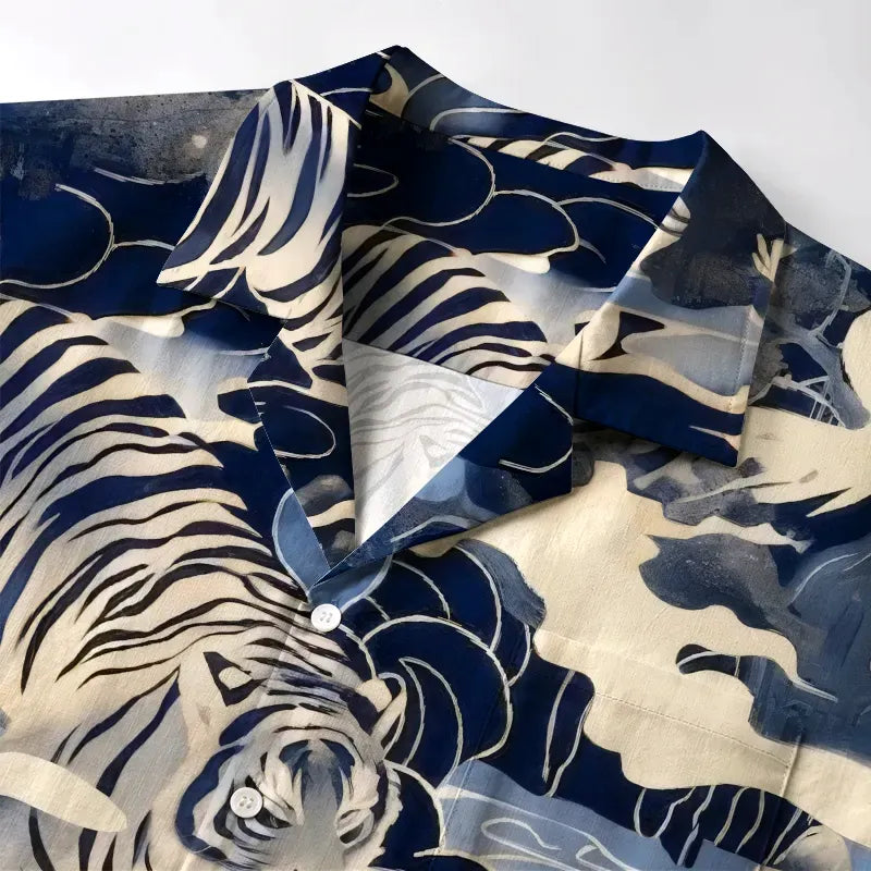 Kyoto-Lion Tiger In The Waves Aloha Hawaiian Shirt