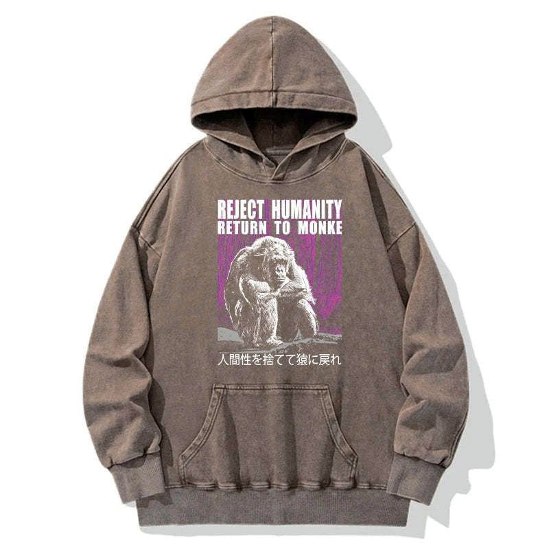 Kyoto-Lion Reject Humanity Return To Monkey Washed Hoodie