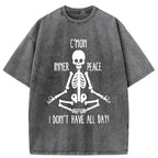 skeleton doing yoga washed t-shirt
