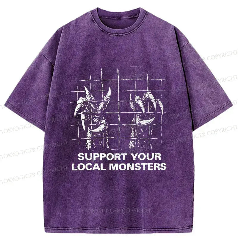 Kyoto-Lion Support Local Monsters Washed T-Shirt