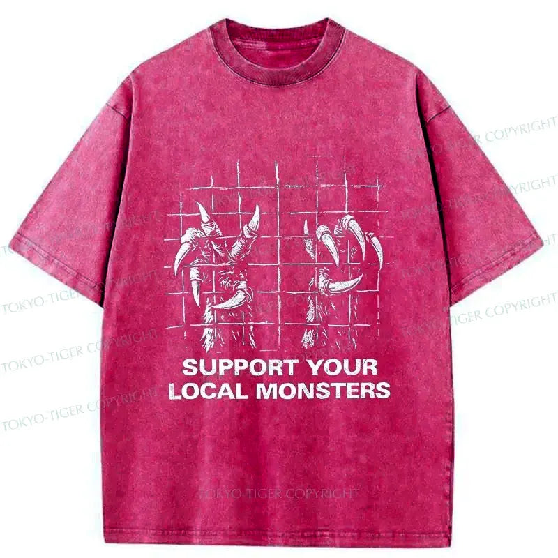 Kyoto-Lion Support Local Monsters Washed T-Shirt