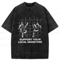 Kyoto-Lion Support Local Monsters Washed T-Shirt