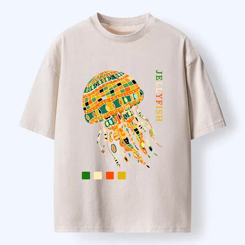 Tokyo Tiger Japanese Jellyfish Washed T-Shirt for Streetwear