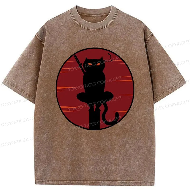 Unisex Black Cat T-Shirt for Daily Wear