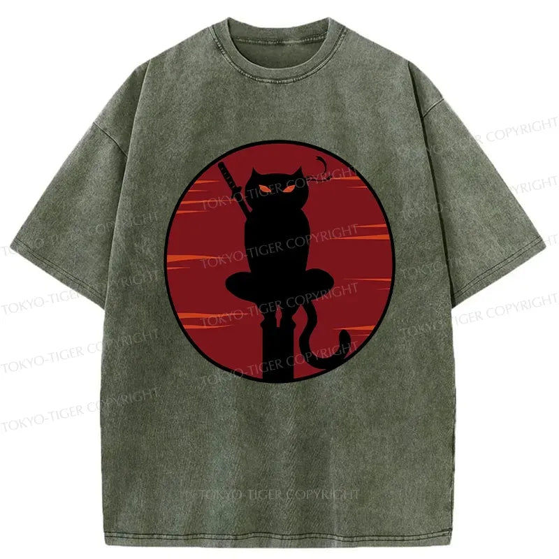 Unisex Black Cat T-Shirt for Daily Wear