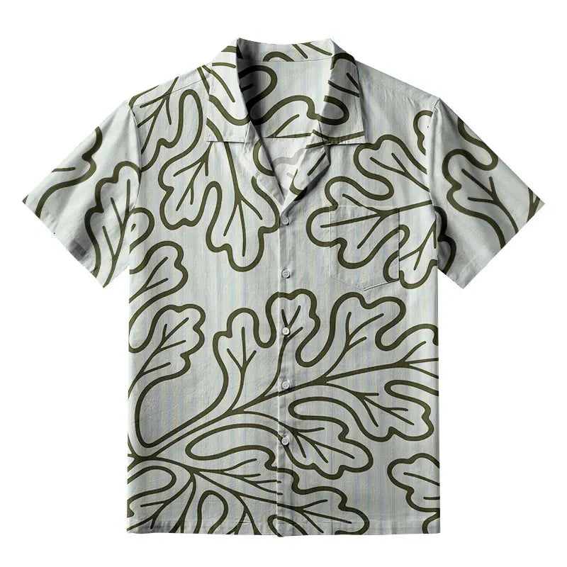 Kyoto-Lion Leafy Contour Artwork Aloha Hawaiian Shirt