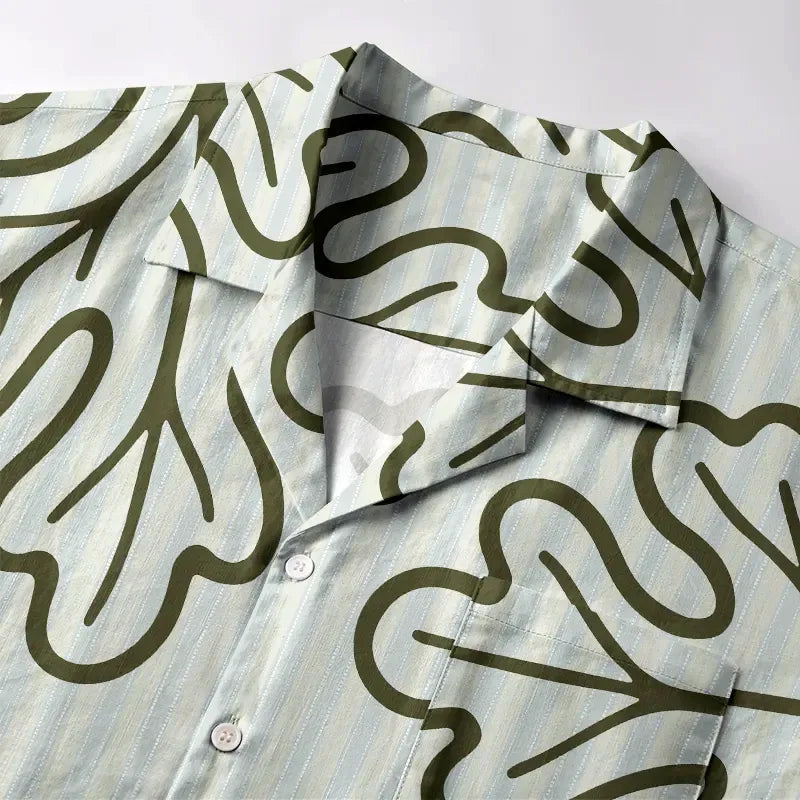 Kyoto-Lion Leafy Contour Artwork Aloha Hawaiian Shirt