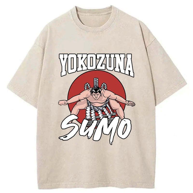 Japanese Sumo Washed T-Shirt for Daily Wear