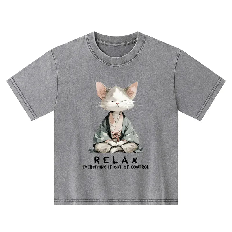 Kyoto-Lion Zen Cat Relaxation£¬Everything's Out Of Control Kids Washed T-Shirt
